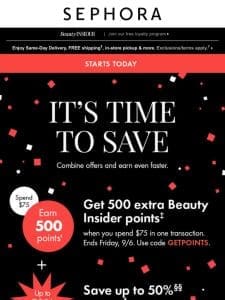 Starts NOW， Sephora Shopper: Get up to 50% off select beauty