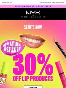 Starts now ?? 30% off lip best sellers