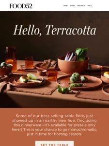 Table favorites， now in Terracotta