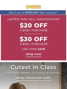 Take your pick: $20 OFF or $30 OFF coupon inside…