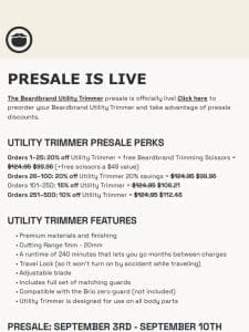 The Beardbrand Utility Trimmer Presale is LIVE