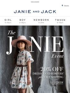 The Janie Event: 20% off dresses & rompers