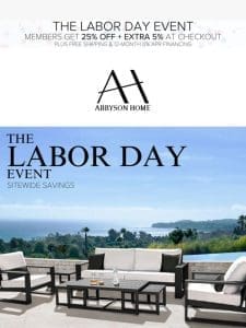 The Labor Day Savings Event in Still ON!