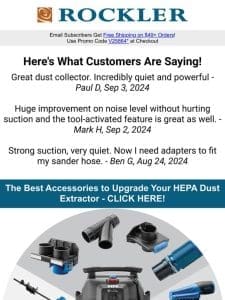 The Reviews Are In For Our New Rockler Dust Right Tool-Activated HEPA Dust Extractor!