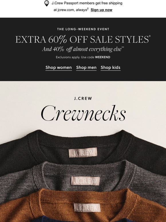 Three new sweaters for crewneck fans