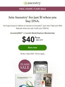 Time is Running Out: Last Chance to Save on Ancestry