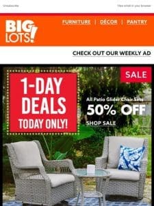 Today’s 1-Day Deal: All Patio Glider Chair Sets 50% Off