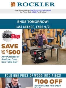 Unbelievable SawStop Savings – Up to $500 Off! | Ends Tomorrow