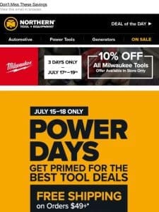 Unlock Savings: Power Days Deals + FREE Shipping on Orders Over $49