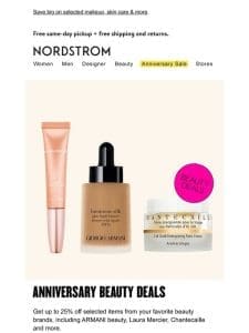 Up to 25% off major beauty brands