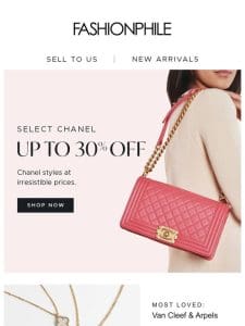 Up to 30% off Select Chanel