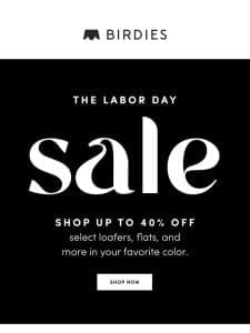 Up to 40% off Labor Day Savings