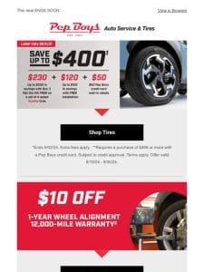 Up to $400 SAVINGS on a set of Kumho tires