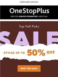 Up to Half Off on the best Fall Fashions!