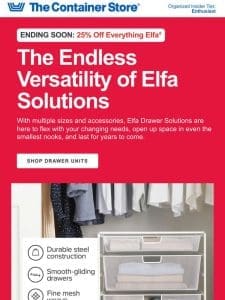 Useful Here， There， Everywhere: Elfa Drawer Solutions