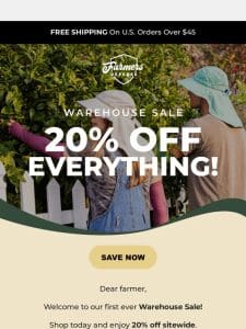 ??? Warehouse Sale: 20% Off Sitewide + Free Gift with Purchase!