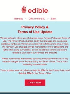 We Are Updating Our Privacy Policy and Terms of Use