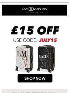 ￡15 Off Suitcases – 12 hours to go